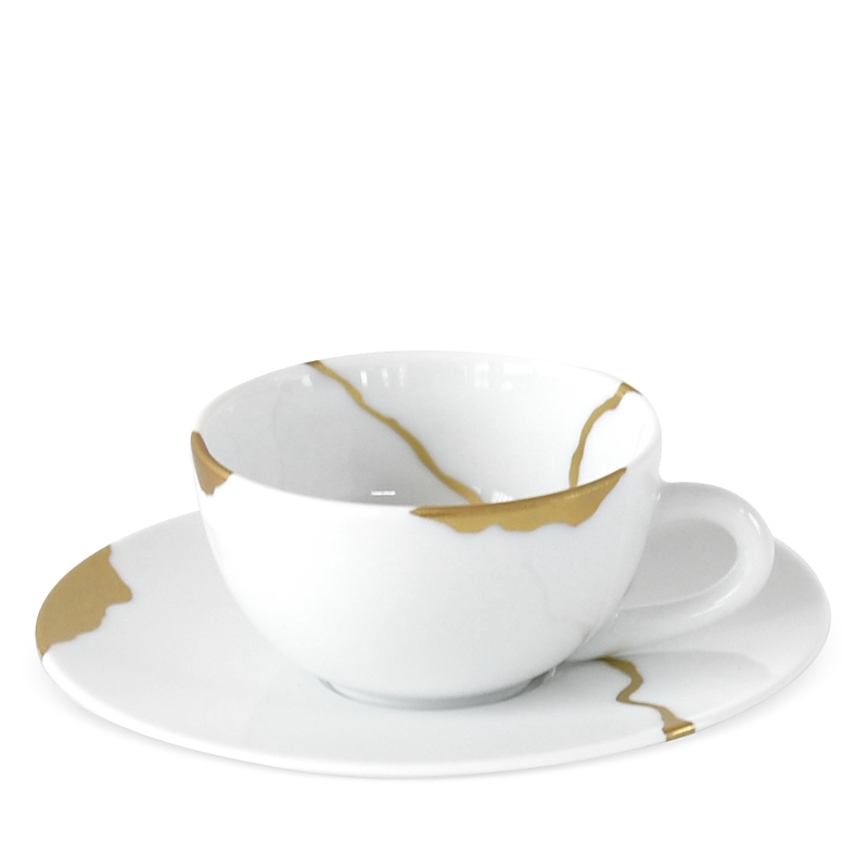Bernardaud Kintsugi After Dinner Saucer In White/gold