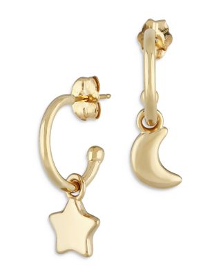 Bloomingdale's Fine Collection Star & Moon Hoop Earrings in 14K Yellow Gold - Exclusive