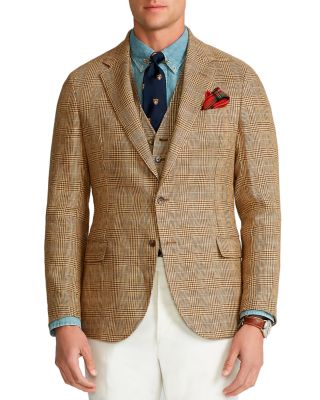 Glen Plaid Linen Suit Jacket In Multi