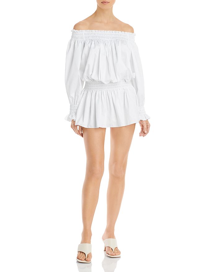 Norma Kamali Peasant Off the Shoulder Mini Dress Bloomingdale s