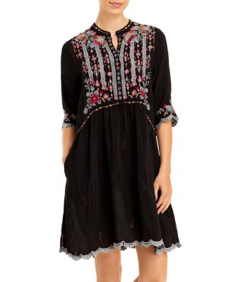 green emerald velvet dress Yumi Black Sequin Embroidered Tunic Dress With Feather Trim Hemline