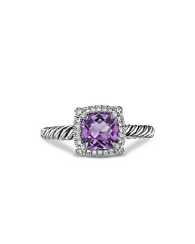 David Yurman - Sterling Silver Petite Chatelaine® Ring with Amethyst & Diamonds - 100% Exclusive