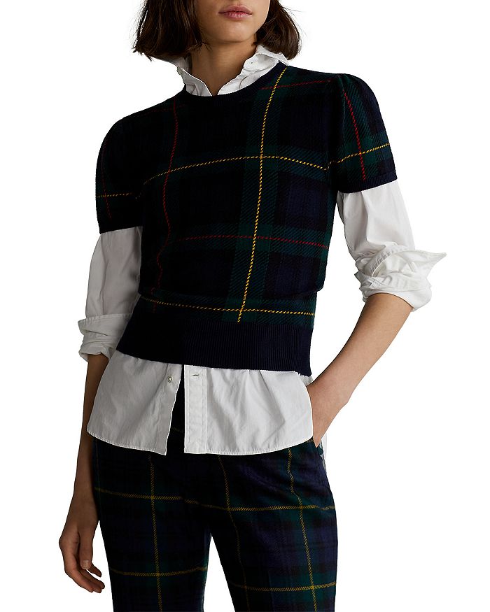 Ralph Lauren Plaid Short-Sleeve Sweater