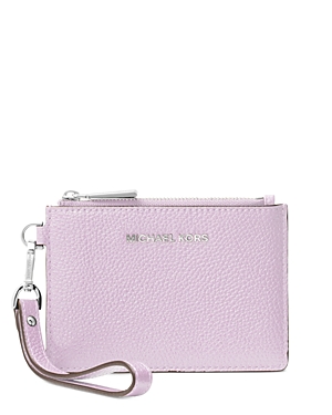 Michael Michael Kors Small Leather Wristlet In Lavender Mist/silver