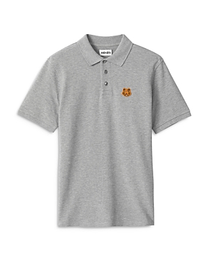 Kenzo Tiger Crest Polo Shirt In Pearl Gray