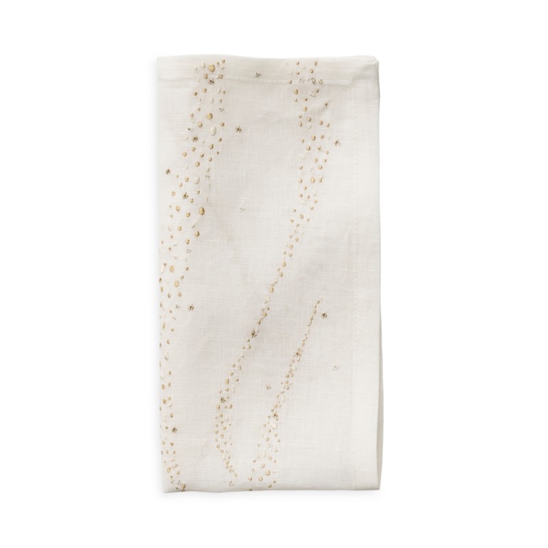 Kim Seybert Star Spray Napkin in White/Gold