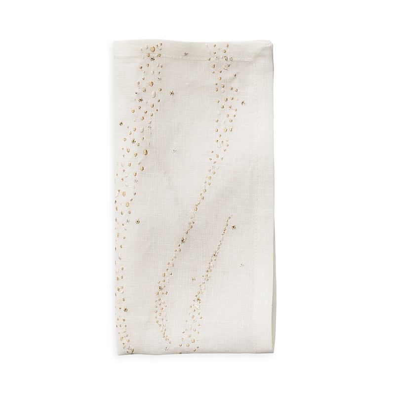 Kim Seybert Star Spray Napkin In White/gold