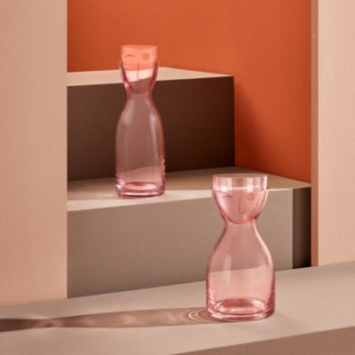 Mr. & Mrs. Large Bedside Water Set, Dusty Rose