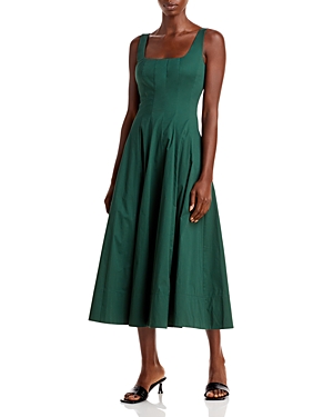 Staud Wells Fluted Dress In Cypress