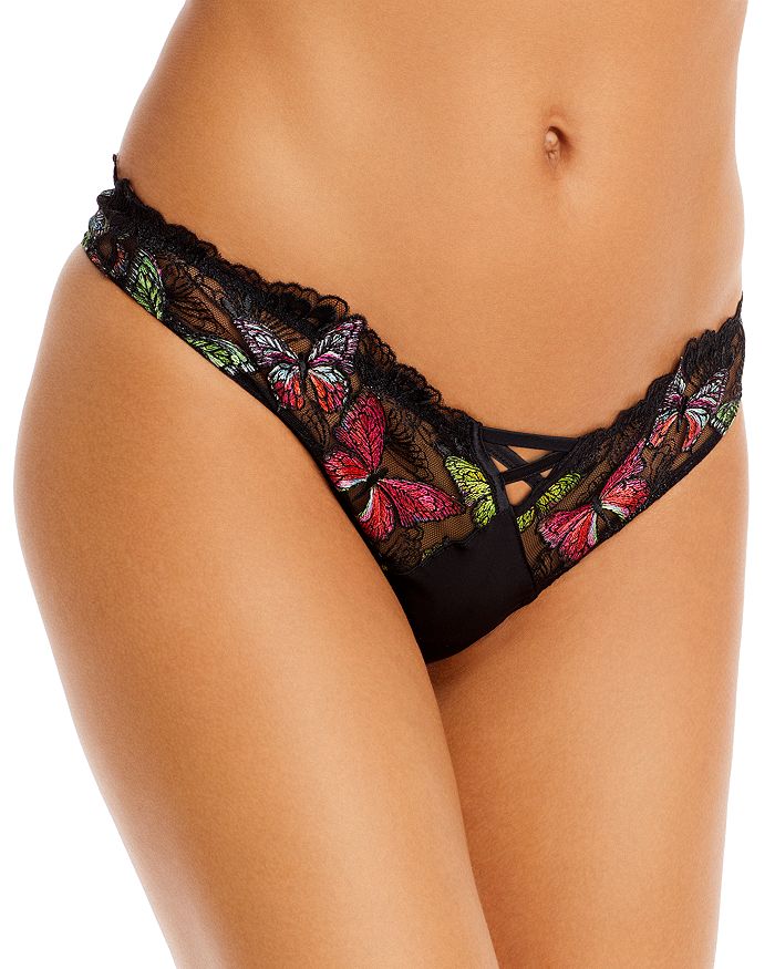Fleur du Mal Embroidered Butterfly Thong