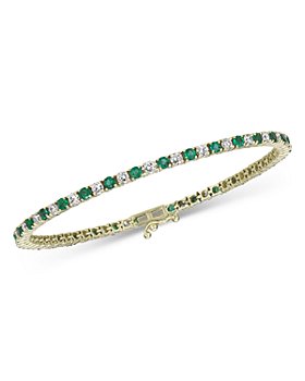 Bloomingdale's - Emerald & Diamond Tennis Bracelet in 14K Yellow Gold - 100% Exclusive