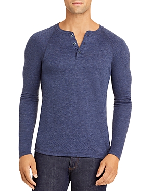 Shop Faherty Long Sleeve Henley In Navy Heather