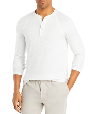 Shop Faherty Long Sleeve Henley In Ivory Heather