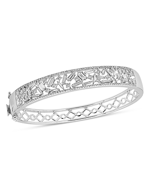 Bloomingdale's Scattered Baguette & Round Diamond Bangle Bracelet In 14k White Gold, 2.50 Ct. T.w. - 100% Exclusive