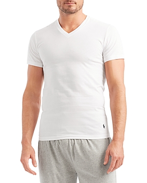 Shop Polo Ralph Lauren Slim Fit V-neck Undershirt, Pack Of 5 In White