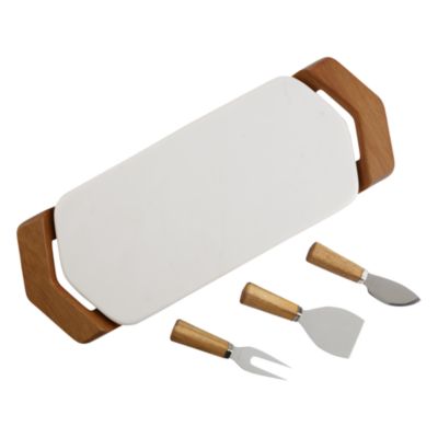 Chevron Cheese Tray with Knives