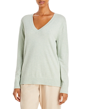Vince Weekend V-neck Cashmere Sweater In Heather Mint Glass