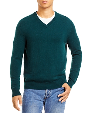 The Men's Store At Bloomingdale's Cashmere V-neck Sweater - 100% Exclusive In Hunter Green