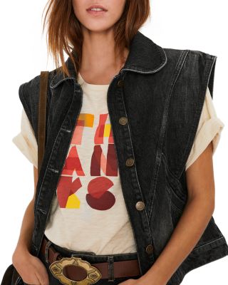 ba&sh - Max Denim Vest in Blackstone