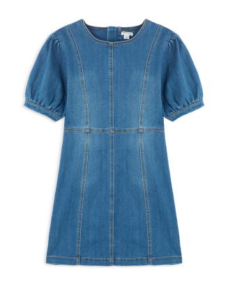 habitual denim dress Kids Girls' Puff Sleeve - Big Kid SIZE:Custom size Avocado Cream Sauce GG-BS-10-&-US Mini dress 100% cotton