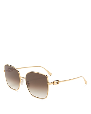 Shop Fendi Baguette Square Sunglasses, 59mm In Gold/brown Gradient