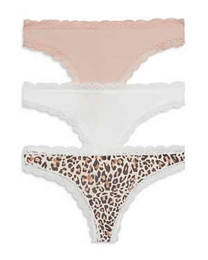 Honeydew Aiden Thongs, Set Of 3 In Nude/white/leopard