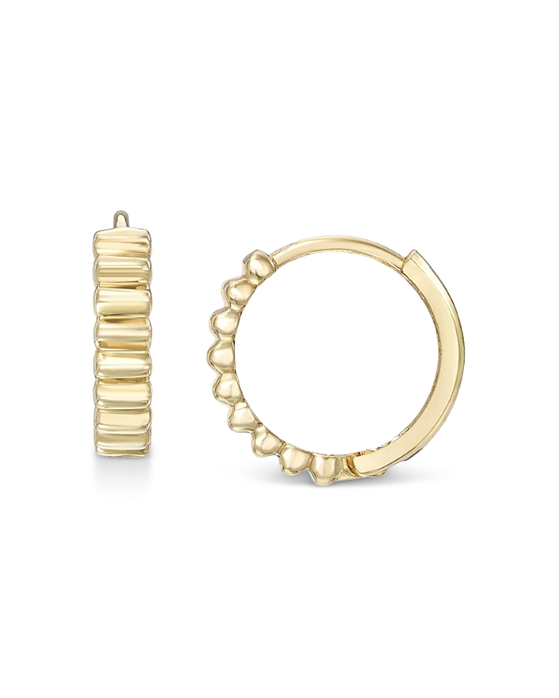 Zoe Lev 14k Yellow Gold Notched Huggie Hoop Earrings In Gold