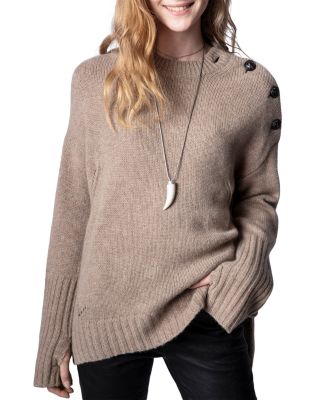 Zadig & Voltaire Malta Button Shoulder Cashmere Sweater 