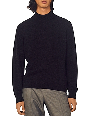 Sandro Mens Navy Blue Fine-knit Wool Jumper Xl In Black