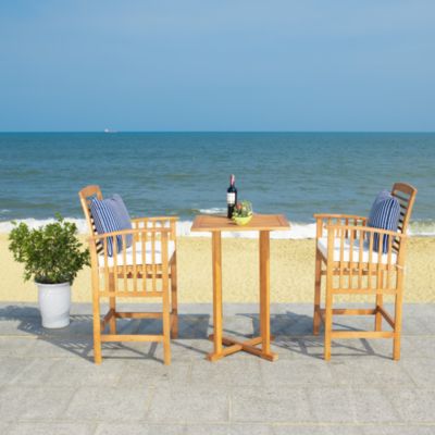 Pate 3 Piece Outdoor Bistro Set with Accent Pillows