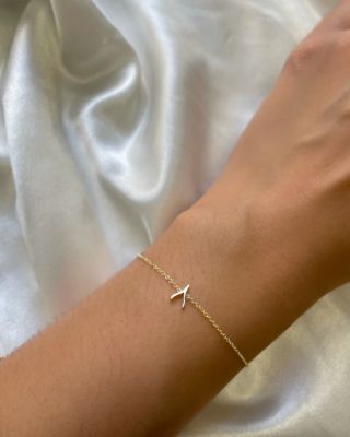 14K Yellow Gold Tiny Wishbone Chain Link Bracelet