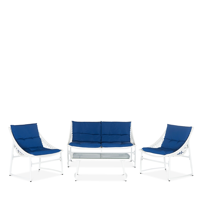 Safavieh Berkane 4 Piece Outdoor Living Set In Navy