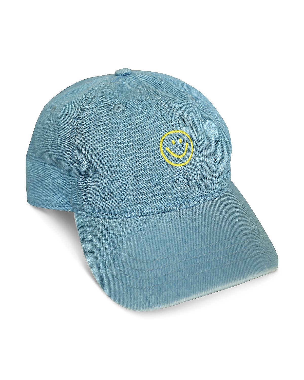 Photo 1 of KERRI ROSENTHAL Smiley Baseball Hat Denim
Caps can be adjusted +/- 7 cm using buckle strap
Embroidered smiley face
