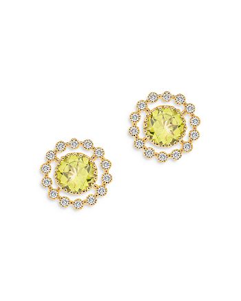 Bloomingdale's - Peridot & Diamond Statement Stud Earrings in 14K Yellow Gold - 100% Exclusive