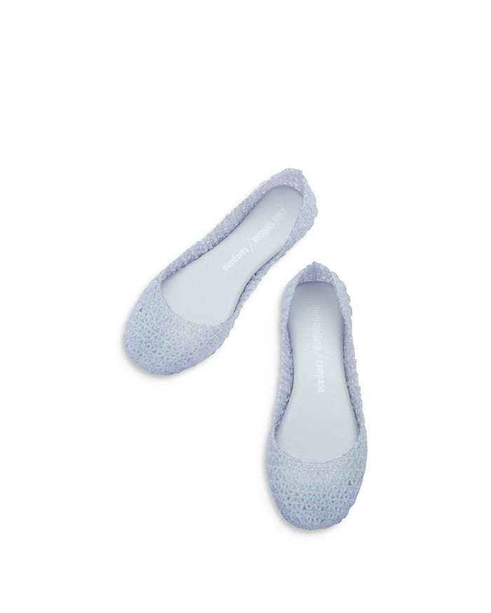Shop Mini Melissa Girls' Melcampape Glitter Zigzag Flats - Toddler, Little Kid, Big Kid In White
