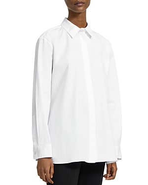 Theory Classic Menswear Silk Shirt In White