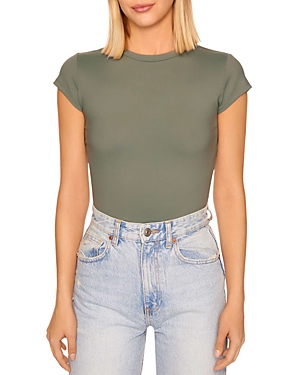 Susana Monaco Fitted Cap Sleeve Tee In Slate