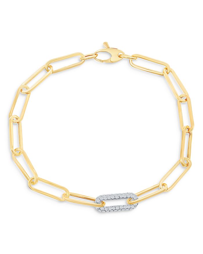 Bloomingdale's Diamond Paperclip Bracelet in 14K White & Yellow Gold, 0