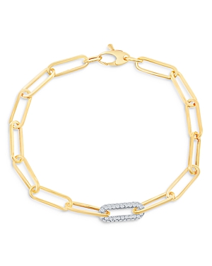 Bloomingdale's Diamond Paperclip Bracelet In 14k White & Yellow Gold, 0.60 Ct. T.w. - 100% Exclusive In Gold/white