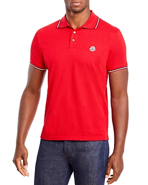 Moncler Logo-patch Cotton Polo Shirt In Red
