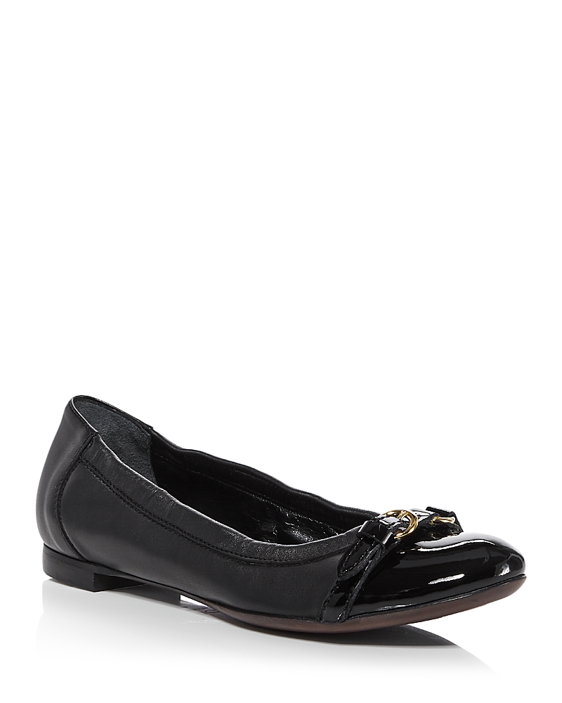 Agl Attilio Giusti Leombruni Monika Cap Toe Ballet Flat In Black/gold