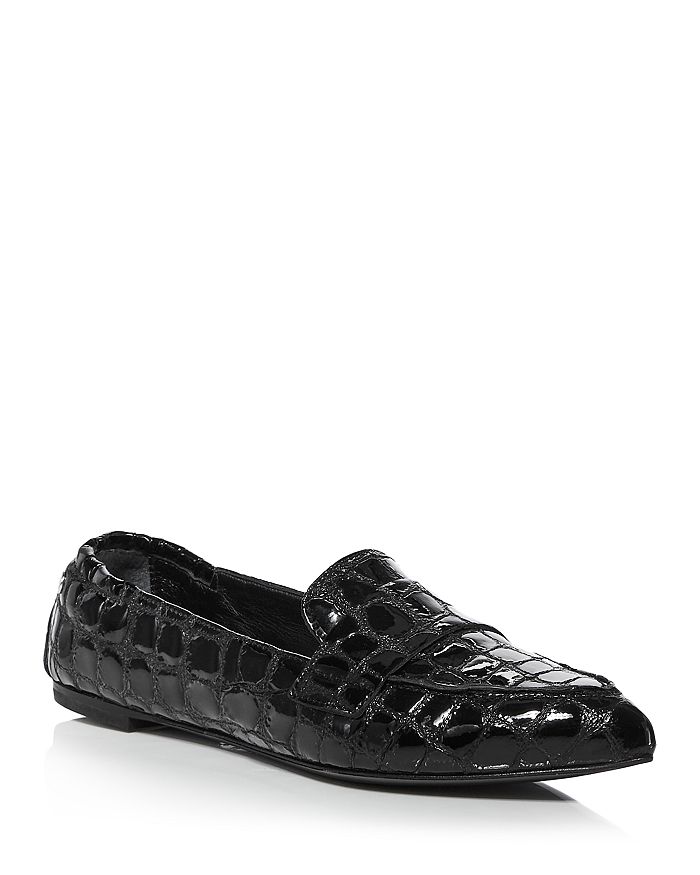 AGL Women's Soft Moc Croc Embossed Leather Flats | Bloomingdale's