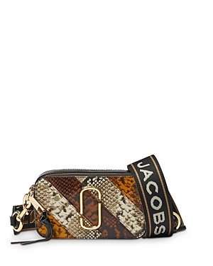 Marc Jacobs Snapshot Reptile Embossed Leather Crossbody Bag In Brown Multi Snake Embossed/gold