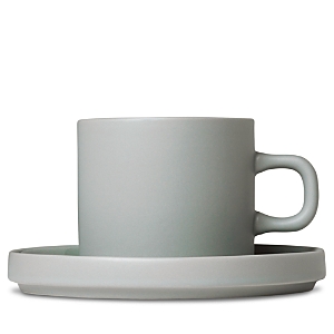 Shop Blomus Pilar Coffee Cups With Saucers, Set Of 2 In Mirage Grey