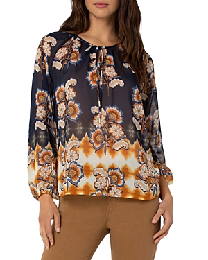 Liverpool Los Angeles Shirred Printed Blouse