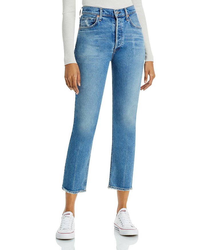 Citizens of Humanity Jolene High Rise Straight Leg Jeans in Dimple