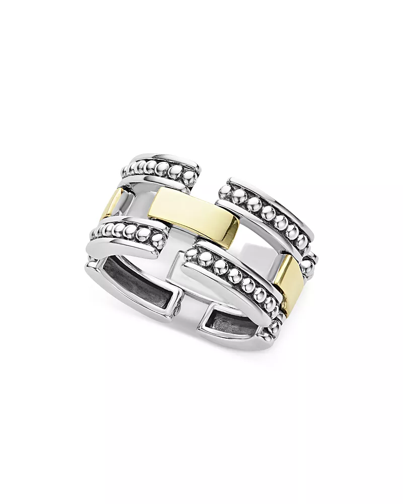 Lagos 18K Yellow Gold & Sterling Silver High Bar Statement Ring