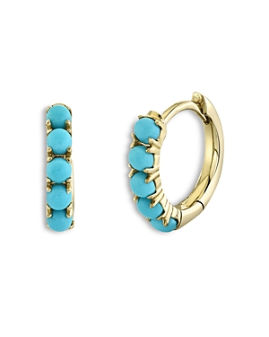 Moon & Meadow 14k Yellow Gold Kate Composite Turquoise Small Hoop Earrings In Blue/gold