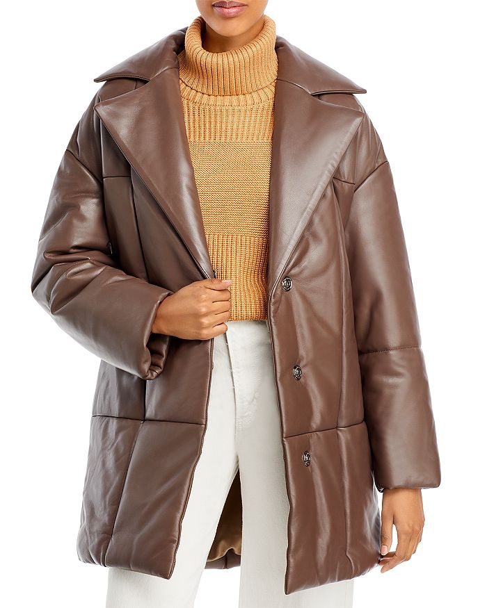 Nour Hammour Belted Leather Puffer Coat | Bloomingdale's