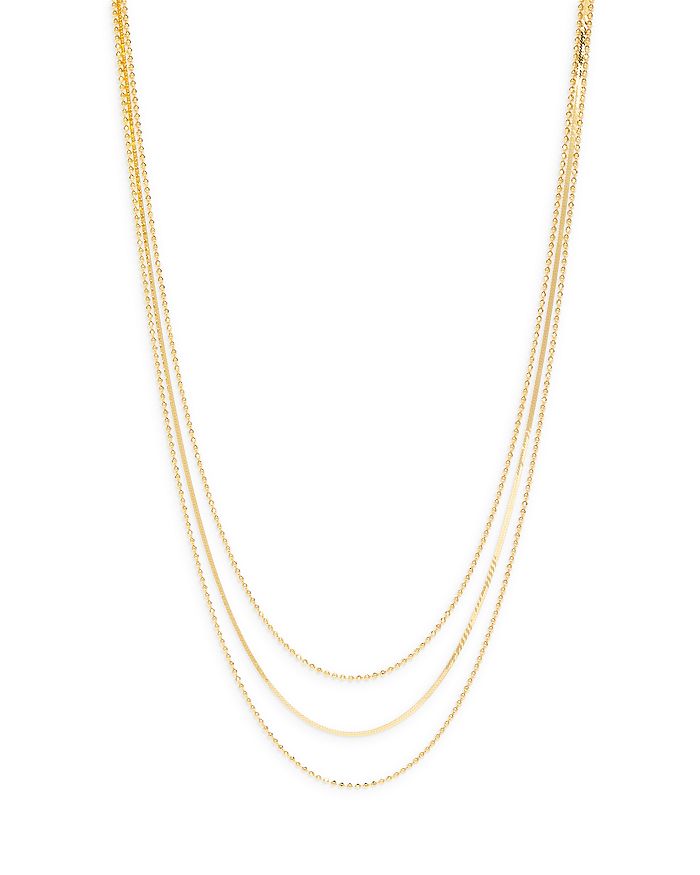Argento Vivo Ball & Herringbone Chain Layered Necklace in 14K Gold Plated  Sterling Silver, 16-18